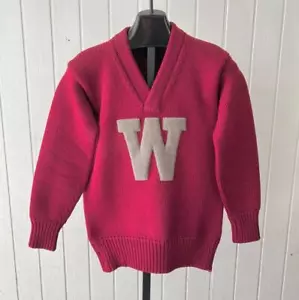 Vtg Letterman Sweater sz SM 1930's " W" Wool Western State College Hat HandBook - Picture 1 of 12