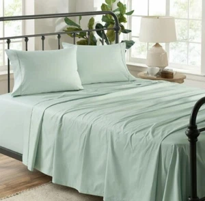 Percale Sheets Set King Green Standard Textile King Bedding Luxury Sheet Set - Picture 1 of 3