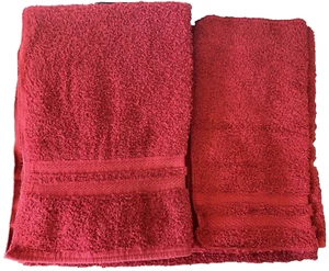 Mainstays Performance 100% Cotton Terry Bath Towels 6pc Set for 2 ~ Crimson Red - Picture 1 of 6