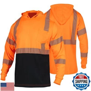 FONIRRA Safety Reflective High Visibility Long Sleeve T Shirts with Hood for - Picture 1 of 5