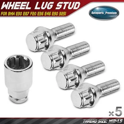 Tuerca de rueda 5 piezas M12-1.5 para BMW E30 E87 F20 E36 E46 E90 325i M5 Mini Cooper Foto 1 de 4