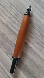 Penna stilografica vintage legno italiano parafernalia inchiostro calligrafia scritta pennino - Foto 1 di 12