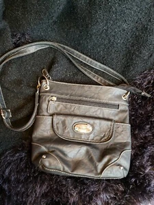 Rosetti Faux Leather Black Crossbody Bag Purse with Tiny Flowers 4638 - Picture 1 of 8