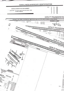 1977 1978 1979 FORD THUNDERBIRD BODY PARTS LIST PART NUMBERS CRASH SHEETS ** - Bild 1 von 1