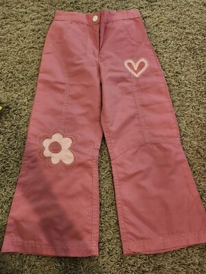 Pink Pants Girls Size 6 With Heart And Flower Pattern, Excellent Condition - Image 1 of 4