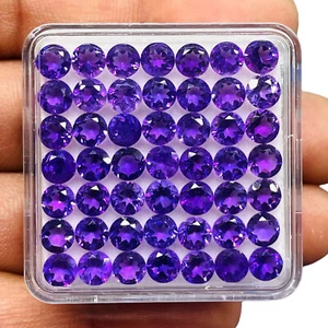 50 Pcs Natural Amethyst 4.6mm Round Cut Loose Untreated Gemstones Wholesale Lot - Picture 1 of 10