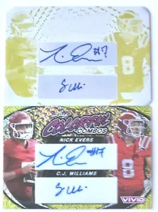 NICK EVERS/CJ WILLIAMS 1/1 YELLOW PLATE + 9/10 COLOR COMBOS AUTO 2024 LEAF VIVID - Picture 1 of 6