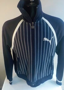 Giacca da pista PUMA full zip a righe blu navy/bianco TG LARGE - Foto 1 di 5