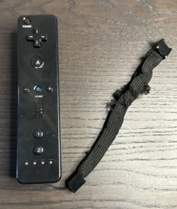 Mando a distancia OEM Nintendo Wii negro RVL-003 con correa sin probar - Imagen 1 de 5