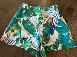 Nev and Lizzie Paradise Tropical Palm Leaf Linen Shorts Ruffle Hawaiian Size 14 - Picture 1 of 9