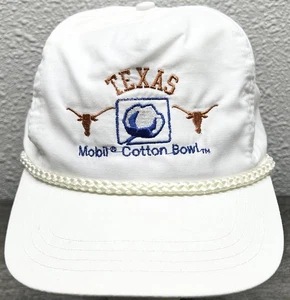 Vintage 90s Texas Longhorns Mobil Cotton Bowl Adjustable Strap Hat Cap UT TX - Picture 1 of 8