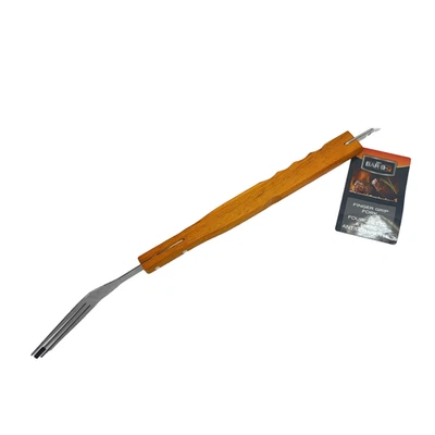 Mr. Bar-B-Q Garfo de Aperto de Dedo Aço Inoxidável Ferramenta de Churrasqueira de Madeira Novo - Imagem 1 de 4