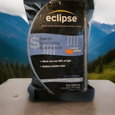 eclipse Energy Saving blackout curtains 42 X 16 One Valance 105021 Grid Dobby  - Image 1 of 4