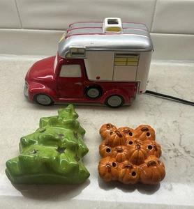 Scentsy Wanderlust Retro rot LKW Wärmer mit 3 Topper Camper Baum & Kürbisse - Bild 1 von 19
