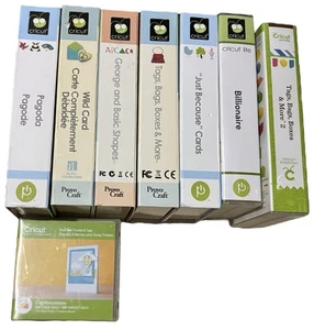 Lot of 8 Cricut Cartridges With Handbooks & Overlays Scrapbooking Crafting - Picture 1 of 5