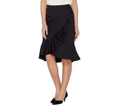 Falda con volantes negros con volantes laterales vivos ISAAC MIZRAHI 2 XS Foto 1 de 4