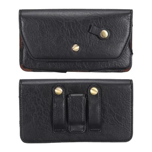 Phone Belt Holder for 7.2" Phone Horizontal Leather Black - Zdjęcie 1 z 7