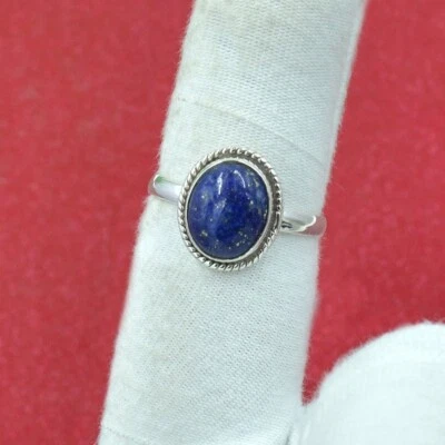 Naturale Lapislazzuli Gemma 925 Argento Sterling Stile Bohemien Anello Mother's - Immagine 1 di 4