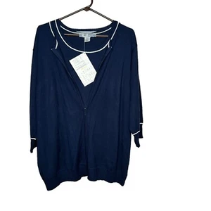 Neu Modern Soul Damen-Cardigan Tank-Set 2-teilig marineblau neu mit Etikett 1X - Bild 1 von 4