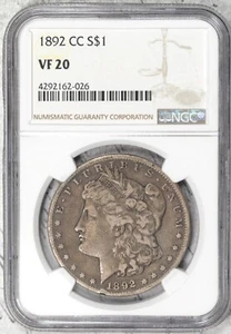 1892-CC Morgan Dollar NGC VF20 Carson City! #EKB5 - Picture 1 of 3