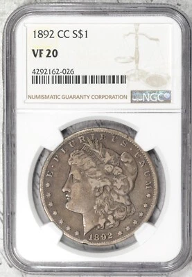 1892-CC Morgan Dollar NGC VF20 Carson City! #EKB5 - Image 1 of 3