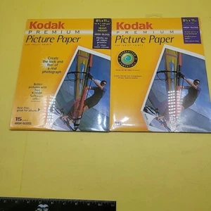 (2 Pack) Kodak Premium Inkjet Picture Paper High Gloss Photo 15 Sheets Ink Jet - Picture 1 of 11