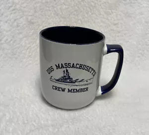 USS Massachusetts Battleship MEMBRO EQUIPAGGIO US Navy Tazza Caffè Coppa vintage rara - Foto 1 di 8