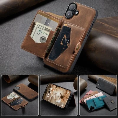 J01 2-in-1 Removable Magnetic Flip Leather Card Wallet Case Cover For iPhones - Image 1 of 4