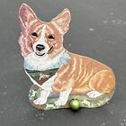 Vintage Corgi Dog Statue Life Like Doggie Wood Doorstop Claywood Creations 15"