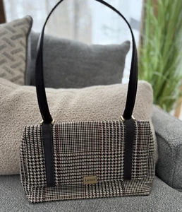 Borsa a tracolla vintage classica Lauren Ralph Lauren LRL con pied de poule - Foto 1 di 14