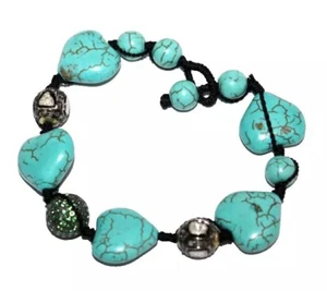 2.60ct Polki Rose Cut Diamond 925 Silver Tsavorite Turquoise Shambhala Bracelet - Picture 1 of 7