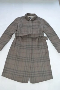 Burberry Prorsum Brown Nova Check Belt/Button Wool Trench Coat Jacket IT42 UK10 - Picture 1 of 12