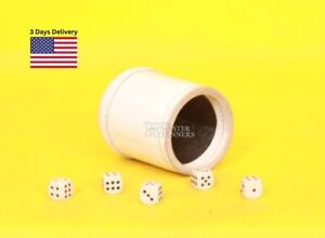 Dice Shaker Thick Leather Dice Cups with 5 Dices Dice Roller Backgammon Game