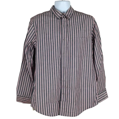 CHAPS 100% cotton mens button-down shirt sz M gray striped long sleeve collared - Image 1 of 3