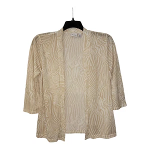 Ladies Kim Roger’s Large Petite Cardigan Sweater Light Weight Beige & White - Picture 1 of 4
