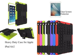 For Apple iPad Air 2 Heavy DutyTPU Back Stand case & screen protector - Picture 1 of 10
