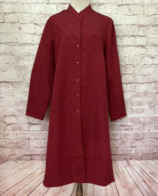 Dialogue шелк пуговицы пыли куртка женщин маленький красный длинным рукавом новый QVC - Изображение 1 из 4