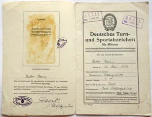 Deutsches Turn-Sportabzeichen Besitzzeugnis 1932 Wildberghütte mit Eintragungen - Bild 1 von 6