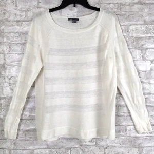 Maglione Vince lino donna medio bianco pullover spiaggia costa preppy - Foto 1 di 8