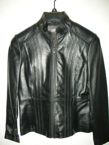 Kenneth Cole Reaction coat Lamb Moto Style Wing Collar Scuba Jacket Small $550 - Picture 1 of 11