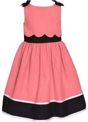 NEW Bonnie Jean Girls Size 10 "CORAL & NAVY BLUE STRIPE" Nautical Bow Dress NWT - Image 1 of 3