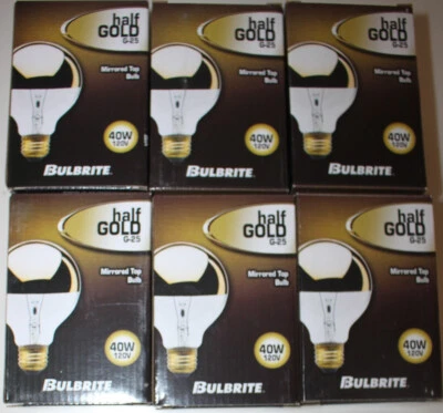 Bulbrite G25 Half Gold Mirroed Top  ( 6 Box Lot )  G-25 Dimmable Light Bulbs - Image 1 of 4