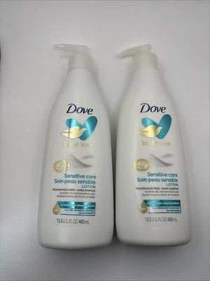 2—Loción corporal suavizante Dove Body Love Sensitive Care piel seca sin fragancia Foto 1 de 2