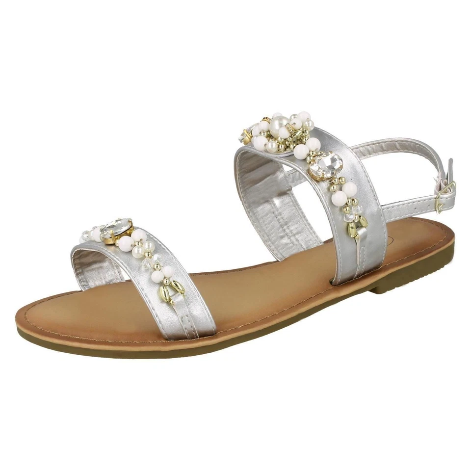 Sandalias De Tacón Con Perlas Y Joyas Spot On Para Damas *F0R0116* - Imagen 1 de 1