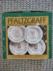 Pfaltzgraff Winterberry 12 Days of Christmas 8" Plates Set of 4 (Days 9-12) - Picture 1 of 5