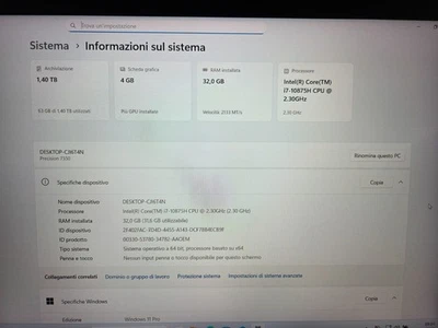 Dell precision 7550 i7-10875H/32GB/512gb+1tb T2000 - Immagine 1 di 4