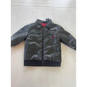 Kids Faux Leather Ralph Lauren Bomber Jacket Size 3T (Q) - Picture 1 of 7