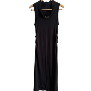 Y2K Vintage JEAN'S PAUL GAULTIER | Schwarzes Midikleid mit Wasserfallausschnitt Glitzer | Small - Bild 1 von 10