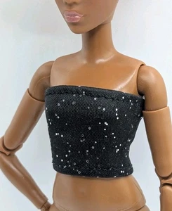 Neu SCHWARZ Glitzer RÖHRENOBERTEIL passt 10" 11,5" Made To Move Barbie ORIGINAL & PETITE  - Bild 1 von 9