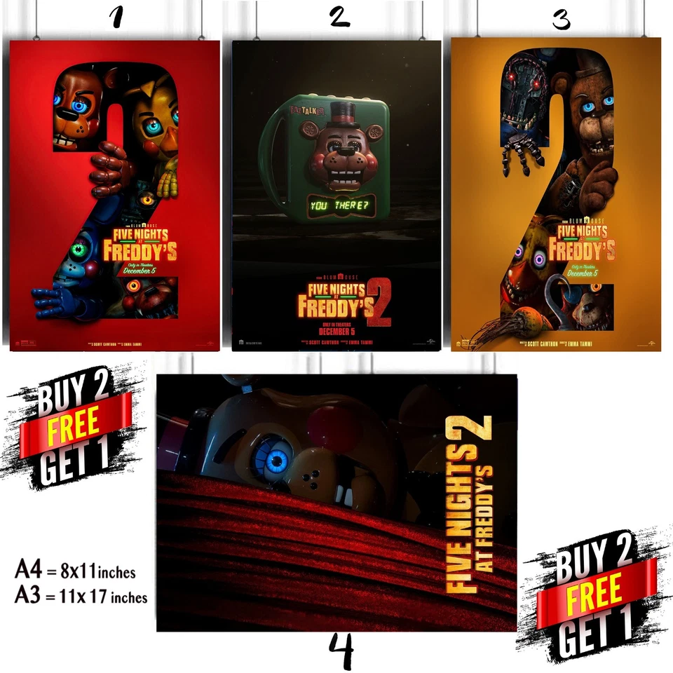 Five Nights At Freddy's 2 Poster Movie 2025 Freddy Fazbear's Pizzeria 🍿🎬🍿